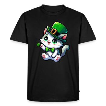 Dessin animé de chat de la Saint-Patrick - T-shirt Premium bio Homme - noir - Devant - Nico (187cm)