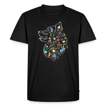 Flower Stickers Summer - Men's Premium Organic T-Shirt - black - Front - Nico (187cm)