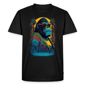 Gorilla with sunglasses illustration - Men's Premium Organic T-Shirt - black - Front - Nico (187cm)