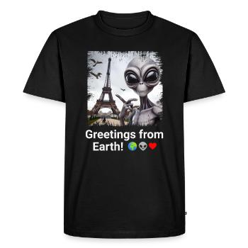 Des extraterrestres à Paris - Une histoire de selfie galactique - T-shirt Premium bio Homme - noir - Devant - Nico (187cm)