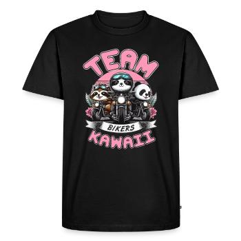 MOTARDS DE L’ÉQUIPE KAWAII : PANDA, RATON LAVEUR ET PARESSEUX - T-shirt Premium bio Homme - noir - Devant - Nico (187cm)