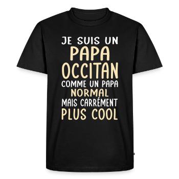 Papa Occitan comme un papa normal plus cool - T-shirt Premium bio Homme - noir - Devant - Nico (187cm)