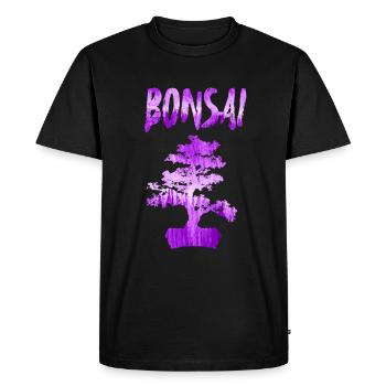Bonsai violet - Men's Premium Organic T-Shirt - black - Front - Nico (187cm)