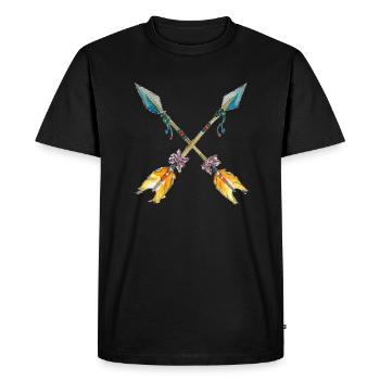 Watercolor Arrows Crossed Boho Symbol Friendship - Men's Premium Organic T-Shirt - black - Front - Nico (187cm)