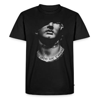 Sculpture with tattoo - Men's Premium Organic T-Shirt - black - Front - Nico (187cm)