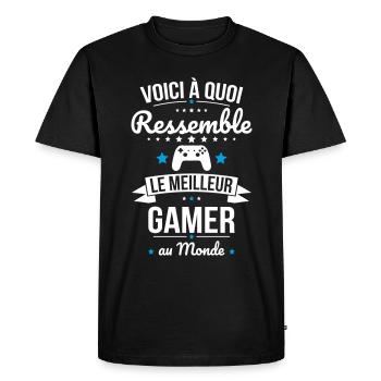 Voici à quoi ressemble le meilleur gamer au monde - T-shirt Premium bio Homme - noir - Devant - Nico (187cm)