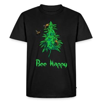 Bee Happy Cannabis - Cadeau amusant pour les amateurs de weed - T-shirt Premium bio Homme - noir - Devant - Nico (187cm)
