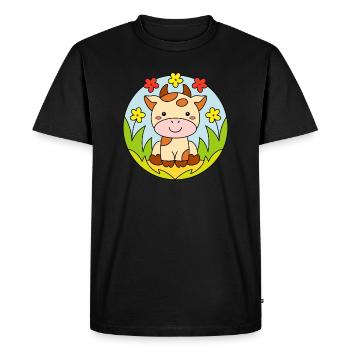 veau vache joyeux veau - T-shirt Premium bio Homme - noir - Devant - Nico (187cm)
