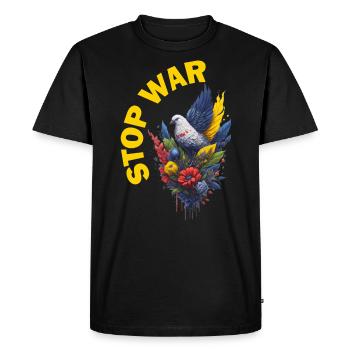 Stop guerre, Ukraine, Liberté - T-shirt Premium bio Homme - noir - Devant - Nico (187cm)
