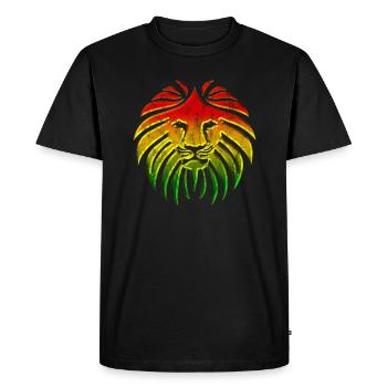 LIKE A LION, Reggae Music Löwe, Rasta Revolution, - Men's Premium Organic T-Shirt - black - Front - Nico (187cm)