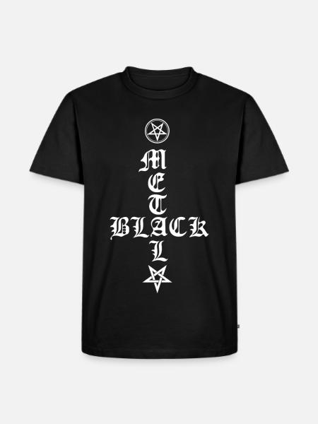 Black Metal - Cross Upside Down avec Pentagram - T-shirt Premium bio Homme - noir