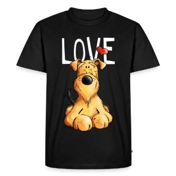 I love my Airedale Terrier - Gift - Dog - Cartoon - Men's Premium Organic T-Shirt - black - Front - Nico (187cm)