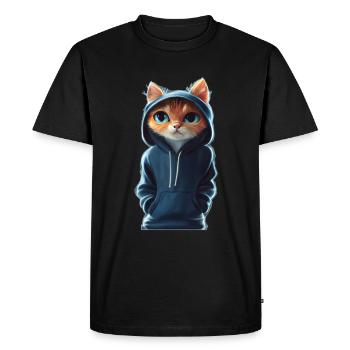 Chat Bucky avec pull - T-shirt Premium bio Homme - noir - Devant - Nico (187cm)