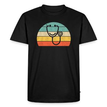 Chemise d’hôpital infirmière - T-shirt Premium bio Homme - noir - Devant - Nico (187cm)