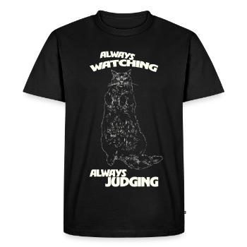 TOUJOURS À OBSERVER, TOUJOURS À JUGER - T-shirt Premium bio Homme - noir - Devant - Nico (187cm)