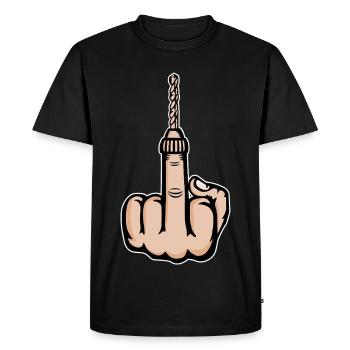Middle Finger Stinky Finger Drill Design - Men's Premium Organic T-Shirt - black - Front - Nico (187cm)