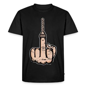 Conception de la perceuse au doigt d’honneur - T-shirt Premium bio Homme - noir - Devant - Nico (187cm)