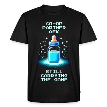 Partenaire coopératif AFK | Papa porte quand même - T-shirt Premium bio Homme - noir - Devant - Nico (187cm)