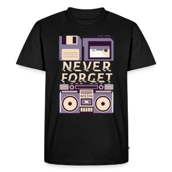 Never Forget VHS Cassette Disk Eighties Retro - Men's Premium Organic T-Shirt - black - Front - Nico (187cm)
