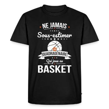 Sous-estimer un quadragénaire qui joue au basket - T-shirt Premium bio Homme - noir - Devant - Nico (187cm)