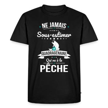 Sous-estimer un quadragénaire qui va à la pêche - T-shirt Premium bio Homme - noir - Devant - Nico (187cm)