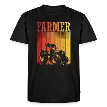 Retro Farming Tractor Farmer Farm - Men's Premium Organic T-Shirt - black - Front - Nico (187cm)
