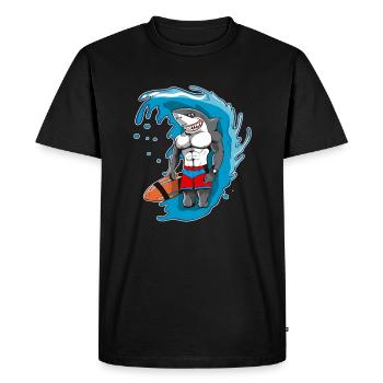 Lifeguard on Duty Hai Shark lifeguard gift - Men's Premium Organic T-Shirt - black - Front - Nico (187cm)