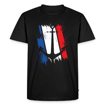 Anchor brushstrokes Northern Germany maritime motif - Men's Premium Organic T-Shirt - black - Front - Nico (187cm)