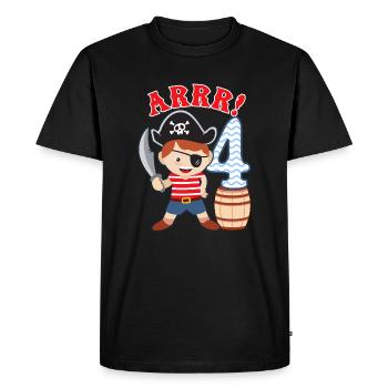 4th birthday little pirate 4 years old pirates - Men's Premium Organic T-Shirt - black - Front - Nico (187cm)