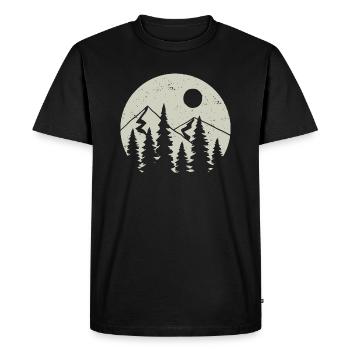 Forêt la nuit - Randonnée - Otdoor - Nature - T-shirt Premium bio Homme - noir - Devant - Nico (187cm)