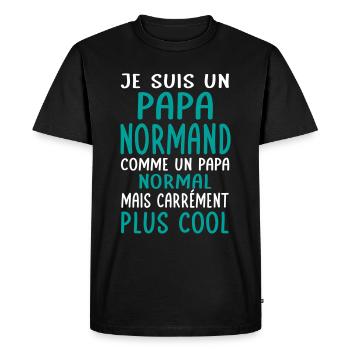 Papa Normand comme un papa normal plus cool - T-shirt Premium bio Homme - noir - Devant - Nico (187cm)