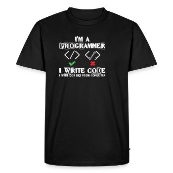 I'm a Programmer i write code Lover Coding - Men's Premium Organic T-Shirt - black - Front - Nico (187cm)