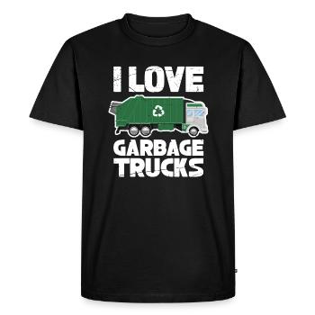 J’aime les camions à ordures – Rubbish Truck Funny - T-shirt Premium bio Homme - noir - Devant - Nico (187cm)