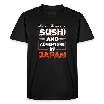 Fleurs de cerisier sushi et aventure au Japon - T-shirt Premium bio Homme - noir - Devant - Nico (187cm)