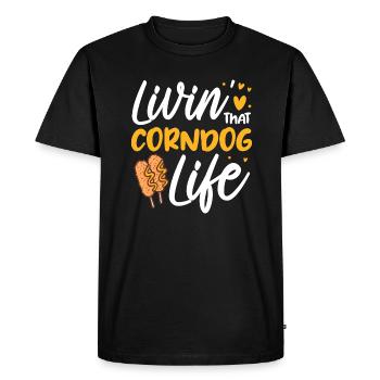 Corndog Lover - Vendeur de nourriture de rue Corn Dog Foodie - T-shirt Premium bio Homme - noir - Devant - Nico (187cm)