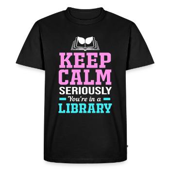 Bibliothèque Livre Rat de bibliothèque Lecture Rat de bibliothèque - T-shirt Premium bio Homme - noir - Devant - Nico (187cm)