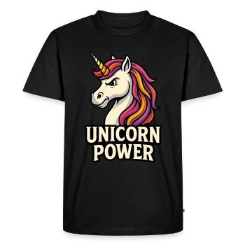 Licorne forte avec crinière colorée - T-shirt Premium bio Homme - noir - Devant - Nico (187cm)