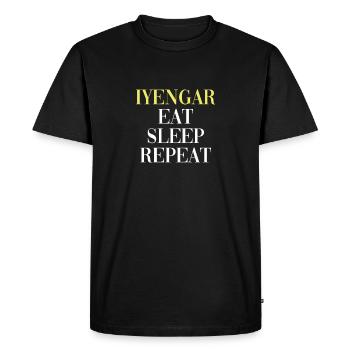 Iyengar Eat Sleep Repeat - Iyengar Yoga Design - Men's Premium Organic T-Shirt - black - Front - Nico (187cm)