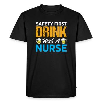 Nurse Joke Beer Beer Nurse Alcohol joke - Men's Premium Organic T-Shirt - black - Front - Nico (187cm)