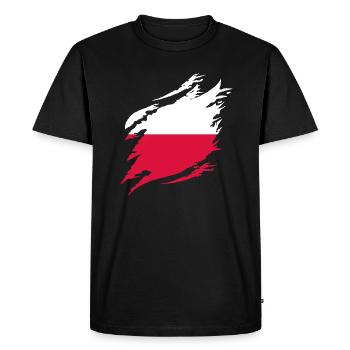 Poland Flag Used Look Polska Polish Flag - Men's Premium Organic T-Shirt - black - Front - Nico (187cm)