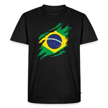 Brazil Flag Brazilian Flag South America - Men's Premium Organic T-Shirt - black - Front - Nico (187cm)