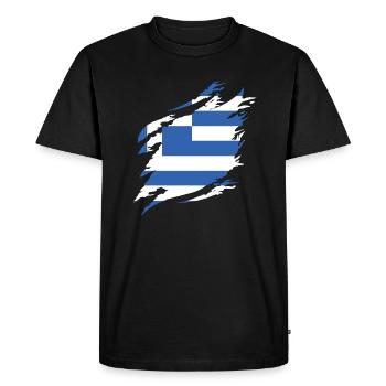 Grèce Drapeau Hellas Athènes Drapeau grec - T-shirt Premium bio Homme - noir - Devant - Nico (187cm)