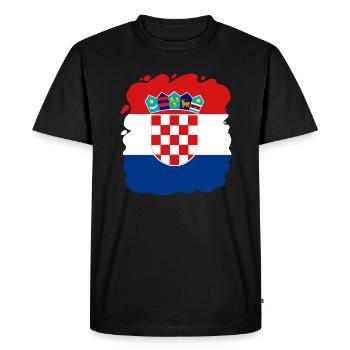 Drapeau de la Croatie Mer Adriatique Drapeau de Zagreb Drapeau croate - T-shirt Premium bio Homme - noir - Devant - Nico (187cm)