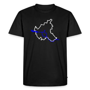 Hambourg - Contour de la ville (blanc) - avec l’Elbe - T-shirt Premium bio Homme - noir - Devant - Nico (187cm)