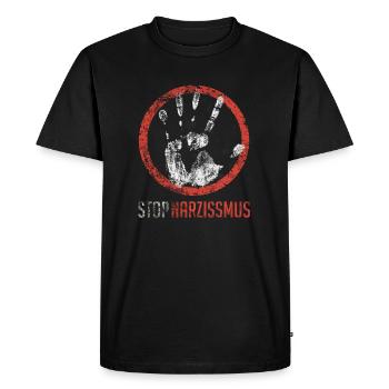 Stop narcissism - Men's Premium Organic T-Shirt - black - Front - Nico (187cm)