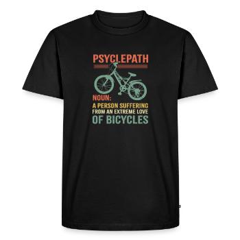 Définition d'idée cadeau de bicyclette drôle Psyclepath - T-shirt Premium bio Homme - noir - Devant - Nico (187cm)