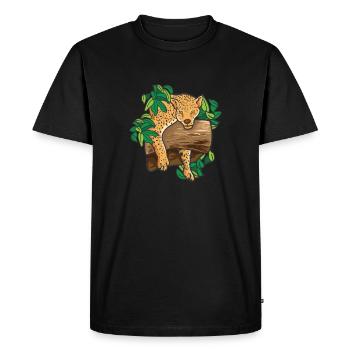 Jungle forêt tropicale Jaguar Leopard Idée cadeau - T-shirt Premium bio Homme - noir - Devant - Nico (187cm)
