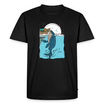Eau profonde Baleines bleues mammifères marins avec femme - T-shirt Premium bio Homme - noir - Devant - Nico (187cm)