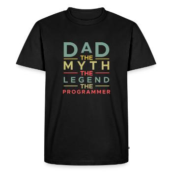 Papa Le mythe La légende Le programmeur - T-shirt Premium bio Homme - noir - Devant - Nico (187cm)
