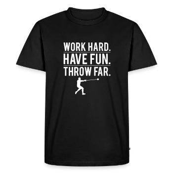 Travaillez dur Amusez-vous à jeter un cadeau de chemise lointaine - T-shirt Premium bio Homme - noir - Devant - Nico (187cm)